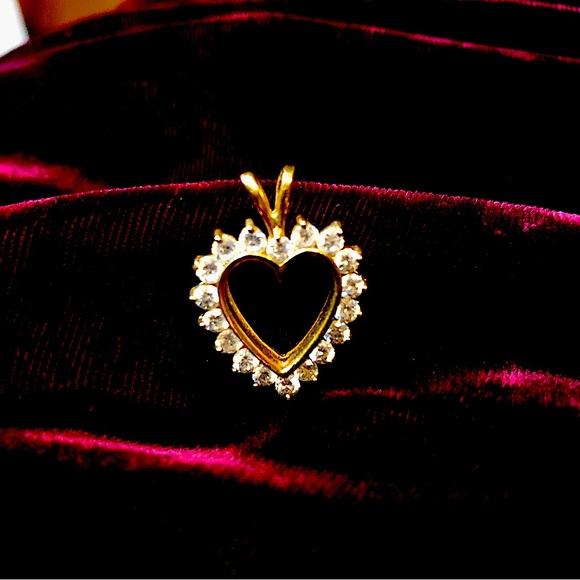 Small heart with white zircon stones. Pendent - Picture 2 of 4